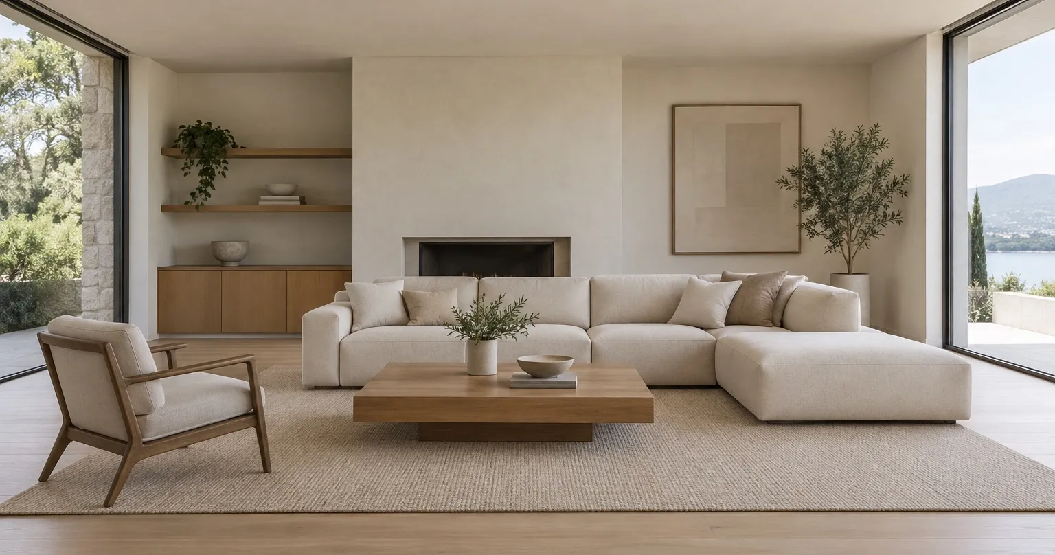 A tidy, uncluttered modern living room with nothing out of place